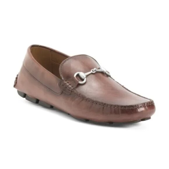 ACE MARKS Made In Italy Mens Leather Bit Driving Moccasins - Picture 1 of 3